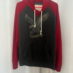American Eagle Outfitters Red and Black Cat Graphic Hoodie